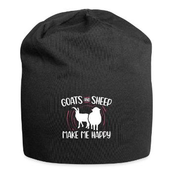 Goats and sheep make me happy - Farmer - Jersey Beanie - black - Front