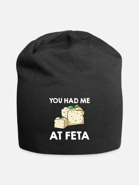 Feta Käse Ziege Griechenland Griechisch Schafskäse - Jersey-Beanie - Schwarz