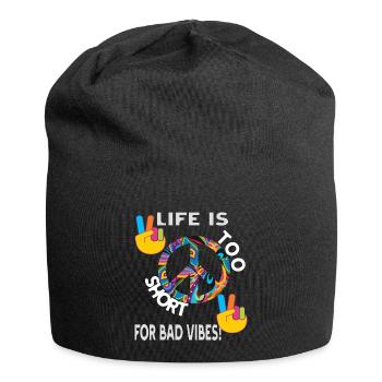 Hippie Festival cadeau de signe de paix sort - Bonnet en jersey - noir - Devant