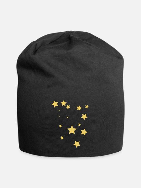 Gelbe Sterne - Jersey-Beanie - Schwarz