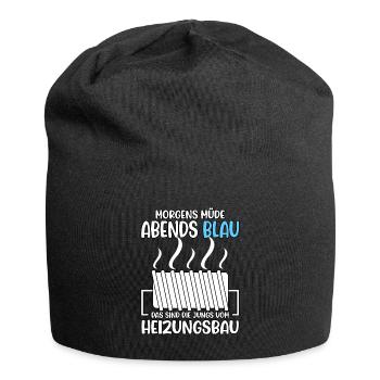 Lustiges Sanitärinstallateur Heizungsbau Motiv - Jersey-Beanie - Schwarz - Vorne
