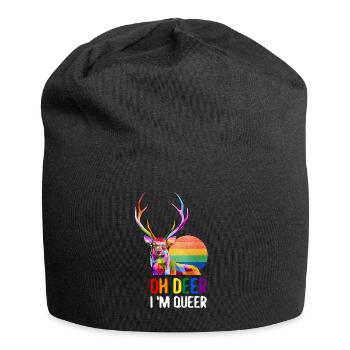 Oh Deer I’m Queer LGBTQ cadeau arc-en-ciel - Bonnet en jersey - noir - Devant
