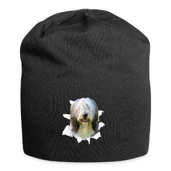 Bearded Collie - Chien Bearded Collie - Bonnet en jersey - noir - Devant