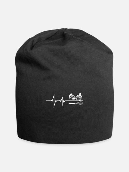 Herzschlag Design mit Kuchen und Muffin - Jersey-Beanie - Schwarz