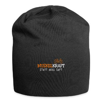 Muskelkraft statt Akku Saft Radfahrer Spruch - Jersey-Beanie - Schwarz - Vorne