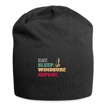 Eat Sleep Windsurf Windsurfer Windsurfing Repeat - Jersey Beanie - black - Front