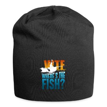 Geschenk mit Angelangebot | WTF? Wo ist Der Fisch - Jersey-Beanie - Schwarz - Vorne