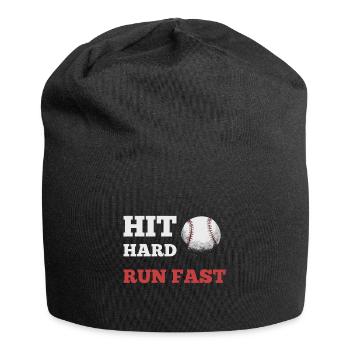 Hit hard to run fast baseball - Jersey Beanie - black - Front