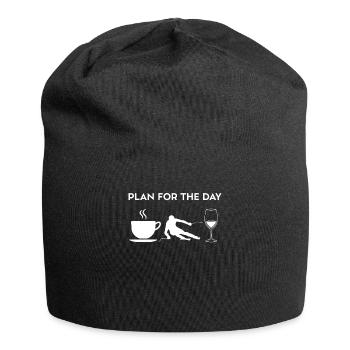 Funny Coffee Ski Ski Ski Wine Design - Jersey Beanie - black - Front