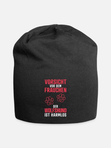 Irischer Wolfshund Frauchen Windhund Spruch - Jersey-Beanie - Schwarz