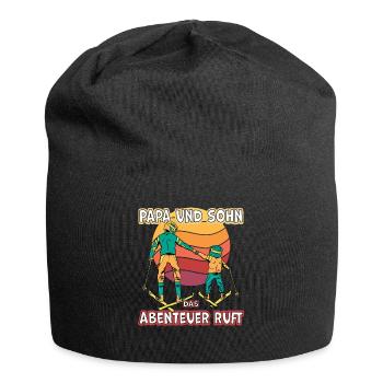 Papa und Sohn das Abenteuer ruft Ski - Jersey-Beanie - Schwarz - Vorne