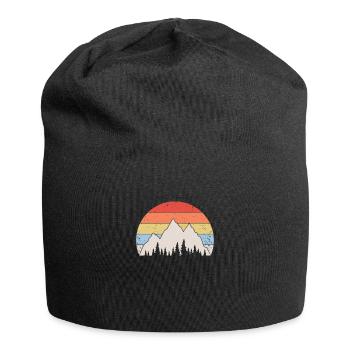 Mountains Forest Hiking Mountaineering Camping Velcro - Jersey Beanie - black - Front