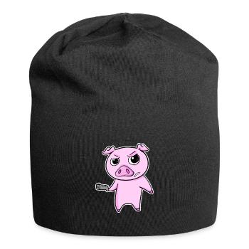 Truand porc avec arme - Bonnet en jersey - noir - Devant