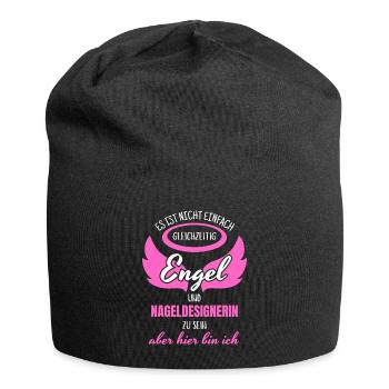 Nageldesignerin Engel - Jersey-Beanie - Schwarz - Vorne