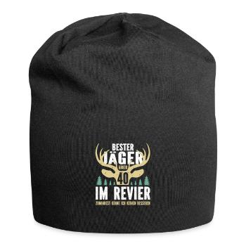 Bester Jäger über 40 im Revier - Jersey-Beanie - Schwarz - Vorne