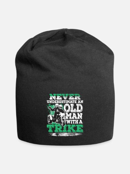 Never Underestimate Old Man With A Trike - Jersey Beanie - black