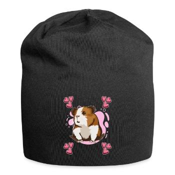 Cobaye Pink Heart Design Guinée Pig - Bonnet en jersey - noir - Devant