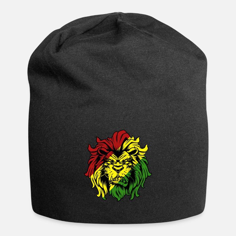 Rasta Löwe Roots Reggae Musik Jah Jamaika Geschenk - Jersey-Beanie - Schwarz