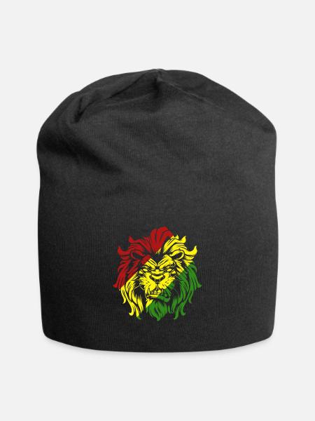Rasta Lion Roots Reggae Music Jah Jamaica Gift - Jersey Beanie - black