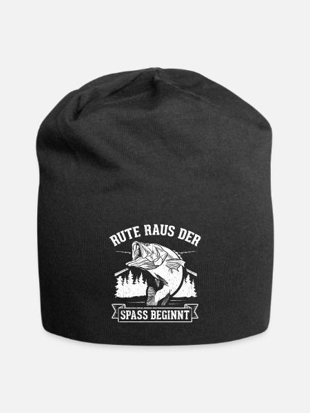 Rute Raus der Spass beginnt Angelrute Angler Gesch - Jersey-Beanie - Schwarz