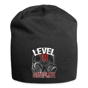 Level 18 complete gamer zocker Geburtstags Spruch - Jersey-Beanie - Schwarz - Vorne