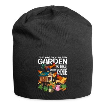 Jardinage & poulets amateurs de jardin cadeau - Bonnet en jersey - noir - Devant