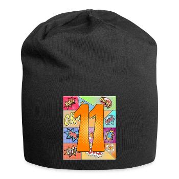 Kids 11th Birthday 11 Years Years Comic Style - Jersey Beanie - black - Front
