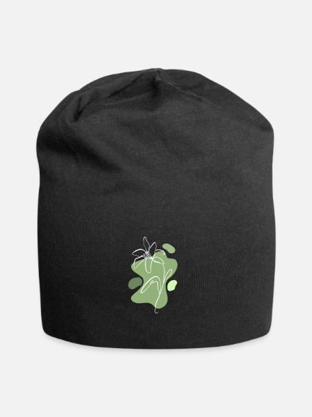 Lilie Oneline Blume Floral Blumenstrauß Floristin - Jersey-Beanie - Schwarz