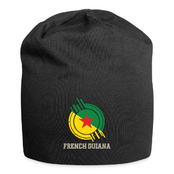 Französisch-Guayana Runder Schild Landesfarben - Jersey-Beanie - Schwarz - Vorne