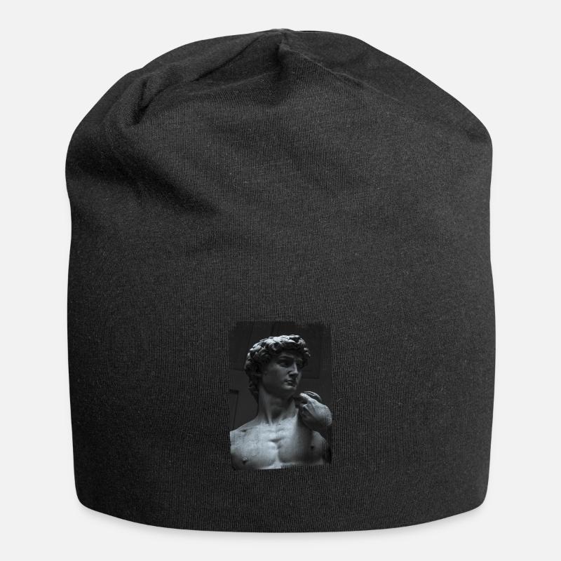 David by Michelangelo art sculpture - Jersey Beanie - black