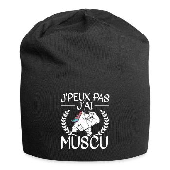 Je Peux Pas J'Ai Muscu Licorne - Bonnet en jersey - noir - Devant