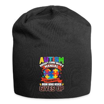 Autism It Comes With A Mom Who Never Gives Up - Jersey-Beanie - Schwarz - Vorne