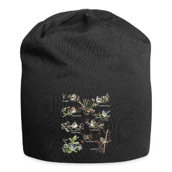 Gartenvögel Amsel Meise Zaunkönig Spatz Stieglitz - Jersey-Beanie - Schwarz - Vorne