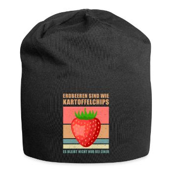 Erdbeeren Erdbeere Garten Vegan Gärtner Geschenk - Jersey-Beanie - Schwarz - Vorne