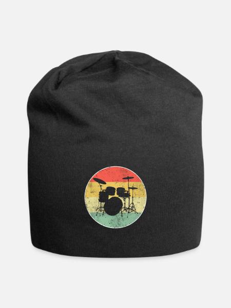Schlagzeug Drums Drumkit Retro - Jersey-Beanie - Schwarz