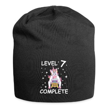 Niveau 7 Anniversaire complet d’enfant de 7 ans - Bonnet en jersey - noir - Devant