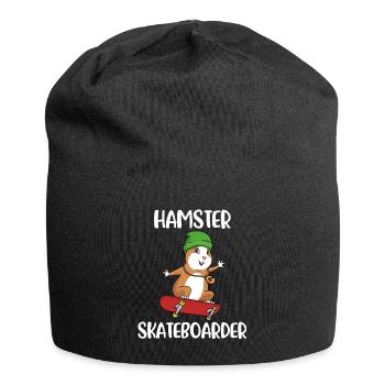 Hamster Skateboard Skateboard Geschenk - Jersey-Beanie - Schwarz - Vorne