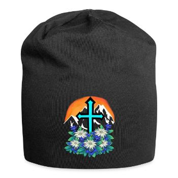 Alpes Montagnes Montagnes Pic Sports de montagne Rock Cross - Bonnet en jersey - noir - Devant