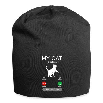 Mon chat appelle - chats propriétaires chat chat - Bonnet en jersey - noir - Devant