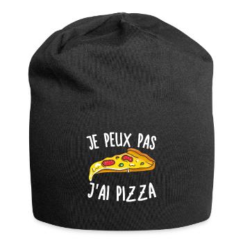 Je Peux Pas J'Ai Pizza - Bonnet en jersey - noir - Devant