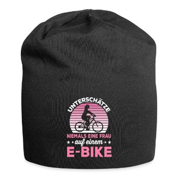 E Bike Frauen Spruch Elektro Fahrrad Geschenk - Jersey-Beanie - Schwarz - Vorne