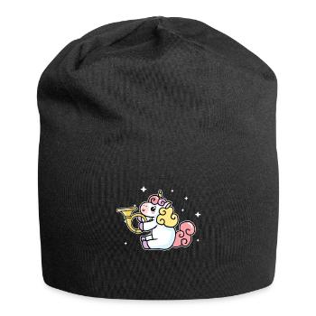 Cute Unicorn Playing French Horn Horn Lover Gift - Jersey Beanie - black - Front