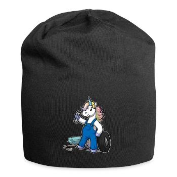 Lustiges Comic Einhorn Automechaniker Geschenk - Jersey-Beanie - Schwarz - Vorne