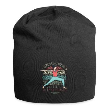 Funny Yoga Girl Peace Love Middle Finger Sarcasme - Bonnet en jersey - noir - Devant