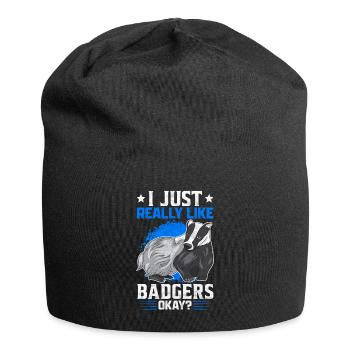 I just like honey badgers funny badger saying - Jersey Beanie - black - Front