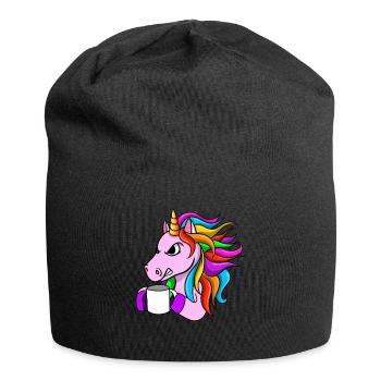 Licorne fâchée avec le café - Bonnet en jersey - noir - Devant