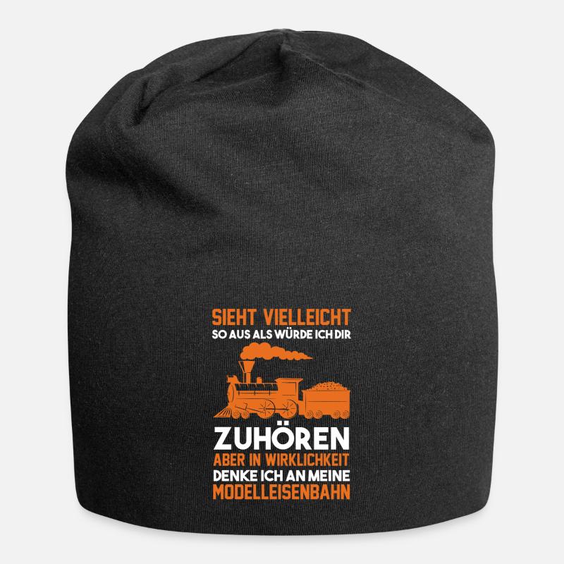 Modellbahner Eisenbahn Dampflok Lokomotive Modellz - Jersey-Beanie - Schwarz