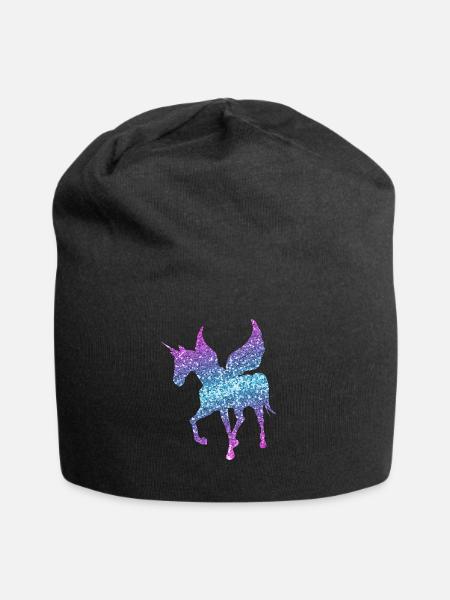 Einhorn Geschenk Mädchen Frauen Glitzer Unicorn - Jersey-Beanie - Schwarz