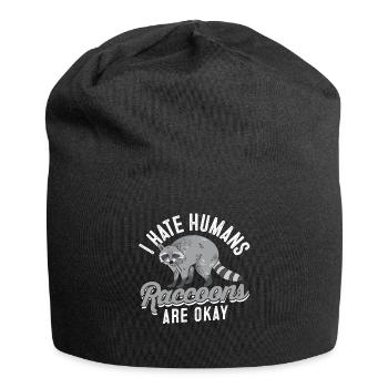 Waschbär Frettchen Marder Racoon Tier Geschenk - Jersey-Beanie - Schwarz - Vorne