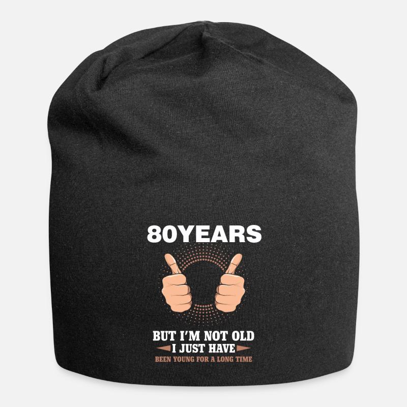 80.Geburtstag Lustig 80 Jahre Jung Witzig - Jersey-Beanie - Schwarz